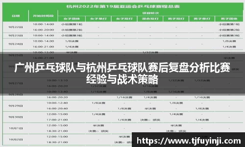 广州乒乓球队与杭州乒乓球队赛后复盘分析比赛经验与战术策略